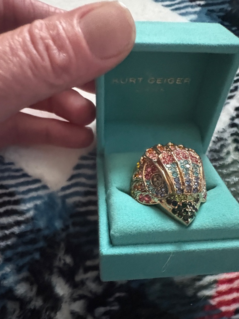 Kurt Geiger Multicolor Crystal Shell Ring